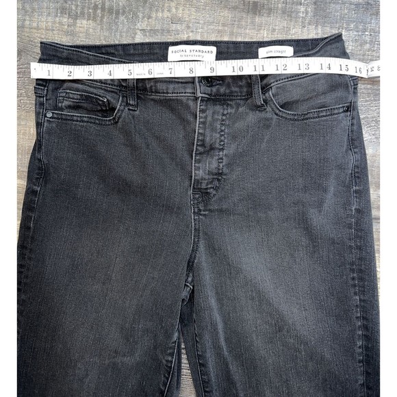 Social Standard by Sanctuary Black Denim Slim Straight Jeans Size 10/30 - Picture 9 of 11